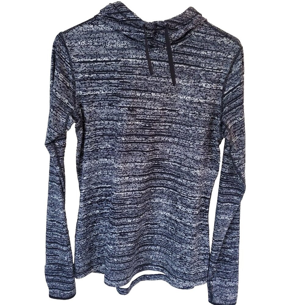 Nike Pro Dri-Fit Hyperwarm Hooded Top Size L Funnel Neck L/S Thumbhole Running